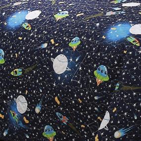 img 2 attached to 🚀 Lush Decor Navy Universe Quilt: Explore the Extraterrestrial with Outer Space Stars, Galaxy, and Rocket Reversible Bedding Set for Kids-Twin