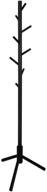 🌳 alotpower adjustable wooden tree coat rack stand, 8 hooks - easy assembly, no tools required - free standing solid coat hanger for clothes, suits, and accessories (black) logo