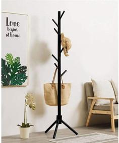 img 3 attached to 🌳 Alotpower Adjustable Wooden Tree Coat Rack Stand, 8 Hooks - Easy Assembly, No Tools Required - Free Standing Solid Coat Hanger for Clothes, Suits, and Accessories (Black)