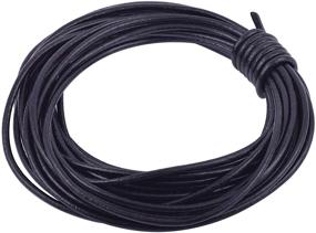 img 2 attached to 📿 KONMAY 10-Yard 3.0mm Black Solid Round Real Leather Cord for Jewelry Making, Crafting, and Beading