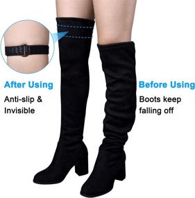 img 1 attached to 👢 Stay Secure with Wisdompro Knee Boot Straps & Adhesive Tape Hook Set - Prevent Fall-Offs and Ensure a Perfect Fit!