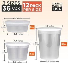 img 2 attached to 🍱 36 Pack Food Storage Containers: Round Plastic Deli Cups with Lids, Assorted Sizes - 8oz, 16oz, 32oz, Leak Proof, Microwave & Dishwasher Safe, Stackable & Reusable