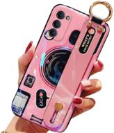 📸 aulzaju samsung s21 5g case: cute cartoon camera design with loopy ring holder and wrist strap | glittery pink galaxy s21 phone case for girls and women logo