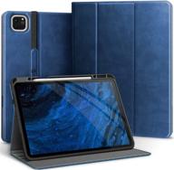 📱 bloxflag ipad pro 12.9 case 2021 5th/4th/3rd generation with pencil holder & card pocket - typing angle, auto sleep/wake, vegan leather cover (navy blue) logo