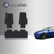 🚗 набор аксессуаров для защиты пола toughpro для tesla model y long range - 5 мест - всепогодная - повышенной прочности - подгонка под автомобиль - черный резиновый - (сделано в сша) - 2020, 2021 логотип