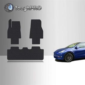 img 4 attached to 🚗 Набор аксессуаров для защиты пола TOUGHPRO для Tesla Model Y Long Range - 5 мест - Всепогодная - Повышенной прочности - Подгонка под автомобиль - Черный резиновый - (Сделано в США) - 2020, 2021