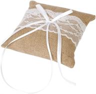 tinksky vintage burlap lace bridal wedding 💍 ceremony pocket ring bearer pillow cushion - 15x15cm logo