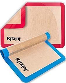 img 1 attached to 🍪 Kitzini Silicone Baking Mat Set: Non-Stick Professional Grade Mats for Baking Cookies, Macarons & Pastry