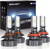 🔆 комплект 🔆 sealight 9005/hb3 h11/h9/h8 led лампы: супер яркий холодный белый, легкая установка (4 шт.) логотип