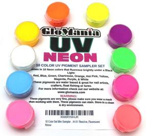 img 4 attached to 🌈 GloMania 10 Color Set Mini Sampler: Neon Pigment Powder with UV Reactive and Fluorescent Black Light Effects