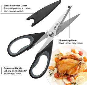 img 3 attached to High-Quality TANSUNG Kitchen Shears Set: 3-Pack Multi-Function Scissors for Cooking and Food Preparation - Ideal for Poultry, Seafood, Meat, Vegetables, and Herbs (Grey, Red, and Blue)