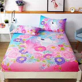 img 4 attached to 🦄 Suncloris Cooper Girl Unicorn Twin Bedding Set - 2 Piece: Deep Pocket Fitted Sheet & Pillow Case