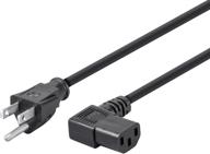 💡 monoprice 6ft black right angle power cord - nema 5-15p to right angle iec c13, 16awg, 13a/1625w, sjt, 125v logo