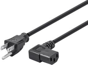 img 4 attached to 💡 Monoprice 6ft Black Right Angle Power Cord - NEMA 5-15P to Right Angle IEC C13, 16AWG, 13A/1625W, SJT, 125V