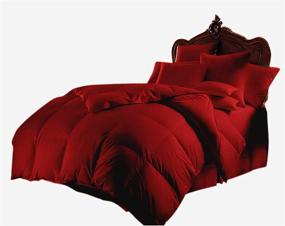 img 3 attached to 🛏️ Постельное белье Прейши на все сезоны, роскошное одеяло King Size 800 серии - 100% египетский хлопок, гостиничное качество 500 GSM, красное (90"x102")