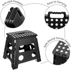 img 3 attached to 🪜 Delxo 13” Folding Step Stool - Premium Heavy Duty Foldable Stool for Kids & Adults - Non Slip Collapsible Stools - Portable Plastic Step Stool for Kitchen Bathroom Bedroom