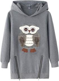 img 4 attached to Cute Owl Kids Hoodies: Fuzzy and Stylish Sweatshirts for Girls