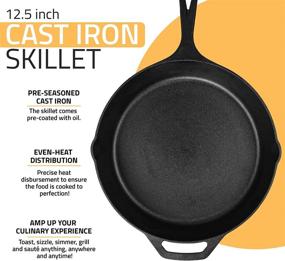 img 3 attached to 🍳 Ultimate Cast Iron Skillet: Utopia Kitchen Pre-Seasoned 12.5-Inch Pan for Indoor & Outdoor Cooking