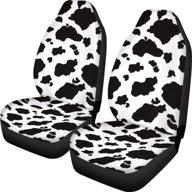 🐄 dreaweet stylish cow print auto seat covers: black & white front seat protectors for cars, sedans, suvs, vans (2 pcs) logo
