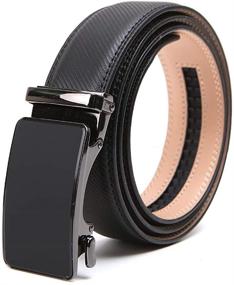 img 3 attached to Leather Ratchet Automatic Buckle Adjustable Men's Accessories