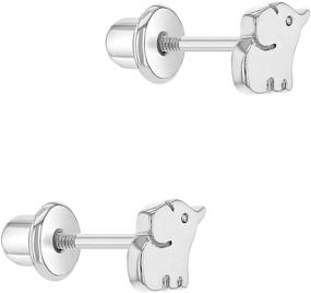 img 3 attached to 💫 Rhodium Plated Small Elephant Earrings: Prosperity & Good Luck for Babies, Infants, Toddlers & Kids
