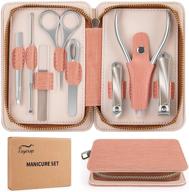 💅 premium stainless steel manicure set with 8-in-1 nail clippers - portable travel kit in pink logo