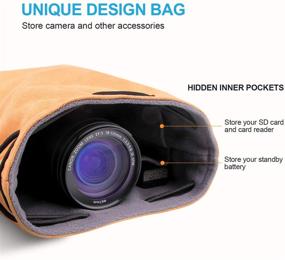 img 3 attached to Protect Your Camera in Style: LATZZ Drawstring 📷 Bag, Vintage DSLR Camera Case for Traveling and Storage