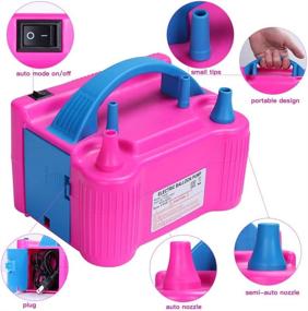 img 1 attached to 🎈 ZMYGOLON 149 PCS Balloon Pump Electric: Portable Dual Nozzle 600W 110V Inflator with Assorted Balloons & Decorating Strip Kit (Rose Red)