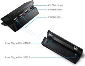 img 2 attached to 🔌 ElecGear USB Hub 3.0 for PS4 Slim CUH-2xxx - USB Extension Adapter Splitter with LED, 1x USB3.0 and 3X USB2.0 Ports for Enhanced Charging and Connectivity