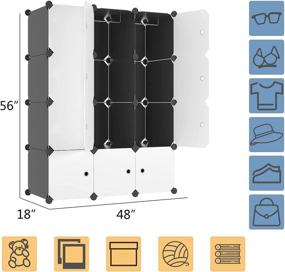 img 1 attached to 🗃️ Choies Large Cube Storage Organizer -14"x18" Depth (12 Cubes) with Hanging Rods, Portable Wardrobe Closet - DIY Cube Storage Organizer with Door for Bedroom, Living Room, Office, Dorm Room