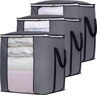 120l непропускающие пыль сумки для хранения покрывал - прочные контейнеры для хранения одежды из ткани для крышки короля, подушек и простыней, серого цвета (набор из 3 штук) логотип