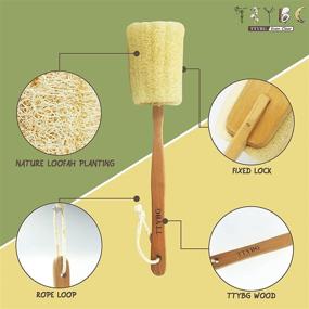 img 3 attached to Long Handle Natural Loofah Back Scrubber with Holder for Exfoliating in Bath and Spa