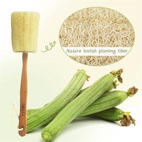 img 2 attached to Long Handle Natural Loofah Back Scrubber with Holder for Exfoliating in Bath and Spa