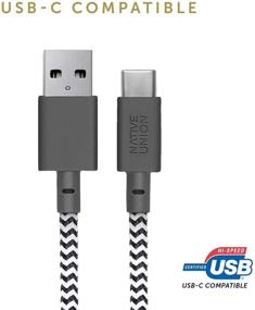 img 3 attached to 🔌 Родной кабель USB-C to USB-A-4ft от Native Union: ультрасильный зарядный кабель с кожаным ремешком для Galaxy Z Fold 2, S21, S21+, S21 Ultra, Note 20, Google Pixel 5, iPad Pro, iPad Air 4 (Zebra)