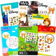 🎉 assorted temporary tattoos for boys - bundle of 200 kids tattoos! featuring dory, star wars, minions, tmnt, peppa pig and more - bulk party pack with no duplicate designs логотип