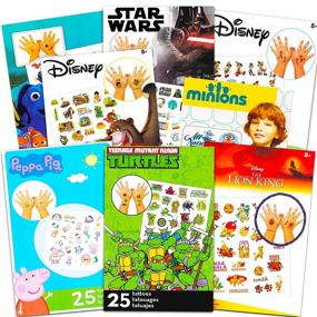 img 4 attached to 🎉 Assorted Temporary Tattoos for Boys - Bundle of 200 Kids Tattoos! Featuring Dory, Star Wars, Minions, TMNT, Peppa Pig and More - Bulk Party Pack with No Duplicate Designs