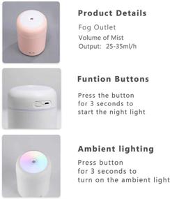 img 2 attached to 🏡 Compact and Silent Cool Mist Humidifier with LED Night Light- Ideal for Home, Office, and Nursery