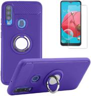 💜 blu vivo xl6 phone case with tempered glass screen protector and rotating ring: ultimate protection and functionality in stylish purple logo