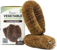 🥕 natural bristle vegetable cleaning brush set - 2 brushes, 3.5 x 5.5 inches - coconut fiber bristles for gentle and effective cleaning of tough-skinned fruits and veggies - cast iron scrub brush with steel hanging loop logo