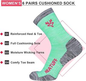 img 1 attached to 🧦 Heatuff Women's 6 Pack Hiking Crew Socks: Performance and Cushioned Comfort for Outdoor Trekking