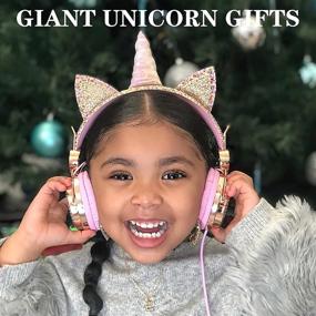 img 3 attached to charlxee Kids Unicorn Headphones with Microphone for School - HD Sound Over-Ear Headset for Girls, Ideal Birthday Gift - Compatible with Kindle, Tablet, PC for Online Study (Colorful-Gold)