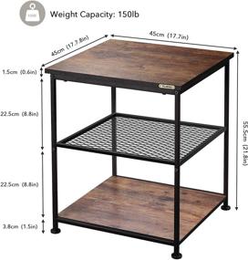 img 1 attached to 🏭 Rustic Brown Vintage Industrial End Table with Metal Frame & Storage Shelves - Sturdy Structure, 3-Tier Storage Coffee Tea Side Table for Living Room, Bedroom