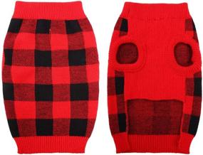 img 1 attached to 🐾 Stretchy Knit Plaid Dog Sweater with Leash Hole - Warm & Soft Jacquard Pullover for Small or Medium Dogs, Elastic High Collar - Perfect for Cold Weather, Daily Wear in Spring, Fall, Winter, Christmas