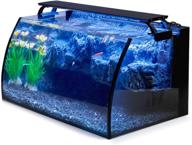 hygger horizon 8 gallon led glass aquarium kit: complete starter set with power filter pump, colored led light, and 3d rockery background decor logo