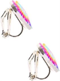 img 1 attached to 💖 Claire's Clip On Earrings with Rainbow Tie Dye Heart Design