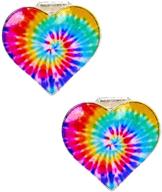 💖 claire's clip on earrings with rainbow tie dye heart design logo