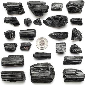 img 1 attached to 🔮 KALIFANO Black Tourmaline Bundle - AAA+ Grade Brazilian Turmalina Negra Schorl Reiki Healing Crystal for Calming, Purification, Protection, and Security with Information Card Included