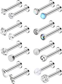 img 2 attached to Chuangdi 16pcs 16G Stainless Steel Nose Studs - Tragus Labret Lips Piercing Jewelry Assorted Designs for Women