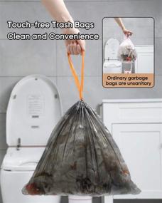 img 2 attached to 🗑️ JOYBOS Drawstring Trash Bag - 14L Garbage Bags, Extra Thick Bin Liners for Bathroom, Bedroom, Kitchen, Office, Car, and Home - Grey & Orange (5 Rolls/75 Counts)