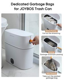 img 3 attached to 🗑️ JOYBOS Drawstring Trash Bag - 14L Garbage Bags, Extra Thick Bin Liners for Bathroom, Bedroom, Kitchen, Office, Car, and Home - Grey & Orange (5 Rolls/75 Counts)